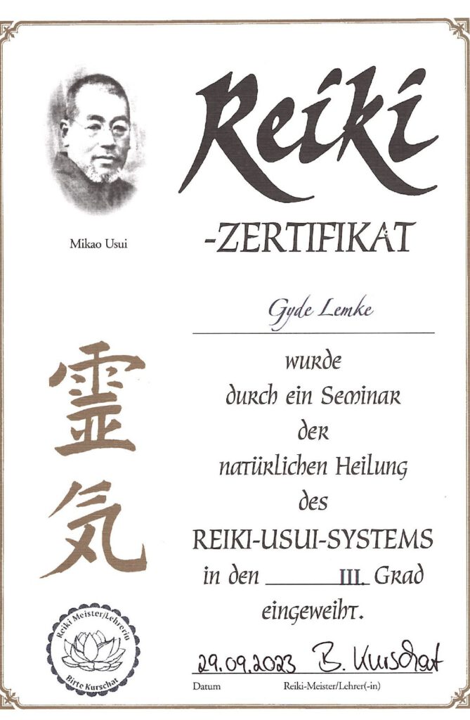 Zertifikat Reiki