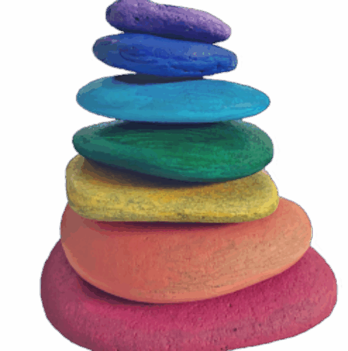 Steinturm in Regenbogenfarben