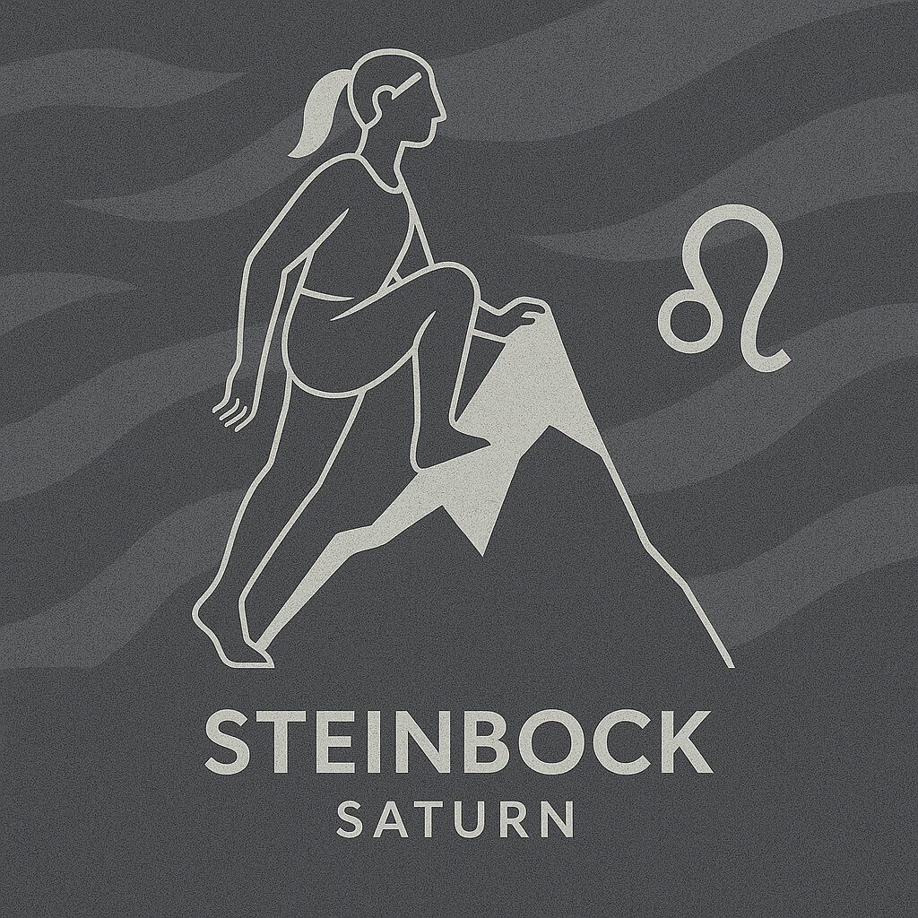 zehntes Urprinzip eine Frau steigt auf einen Berg mit grauen Wellen im Hintergrund Steinbock Saturn